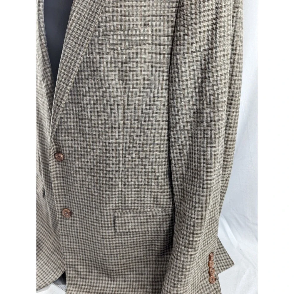 Ralph Lauren Blazer Sport Jacket Coat Silk Wool Linen Blend 44L‎ Tight Plaid EUC